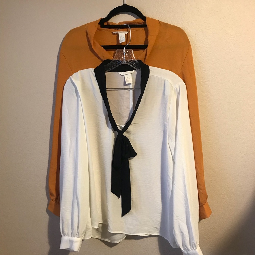 TWO! H&M Long-Sleeved Blouses with Neck Tie